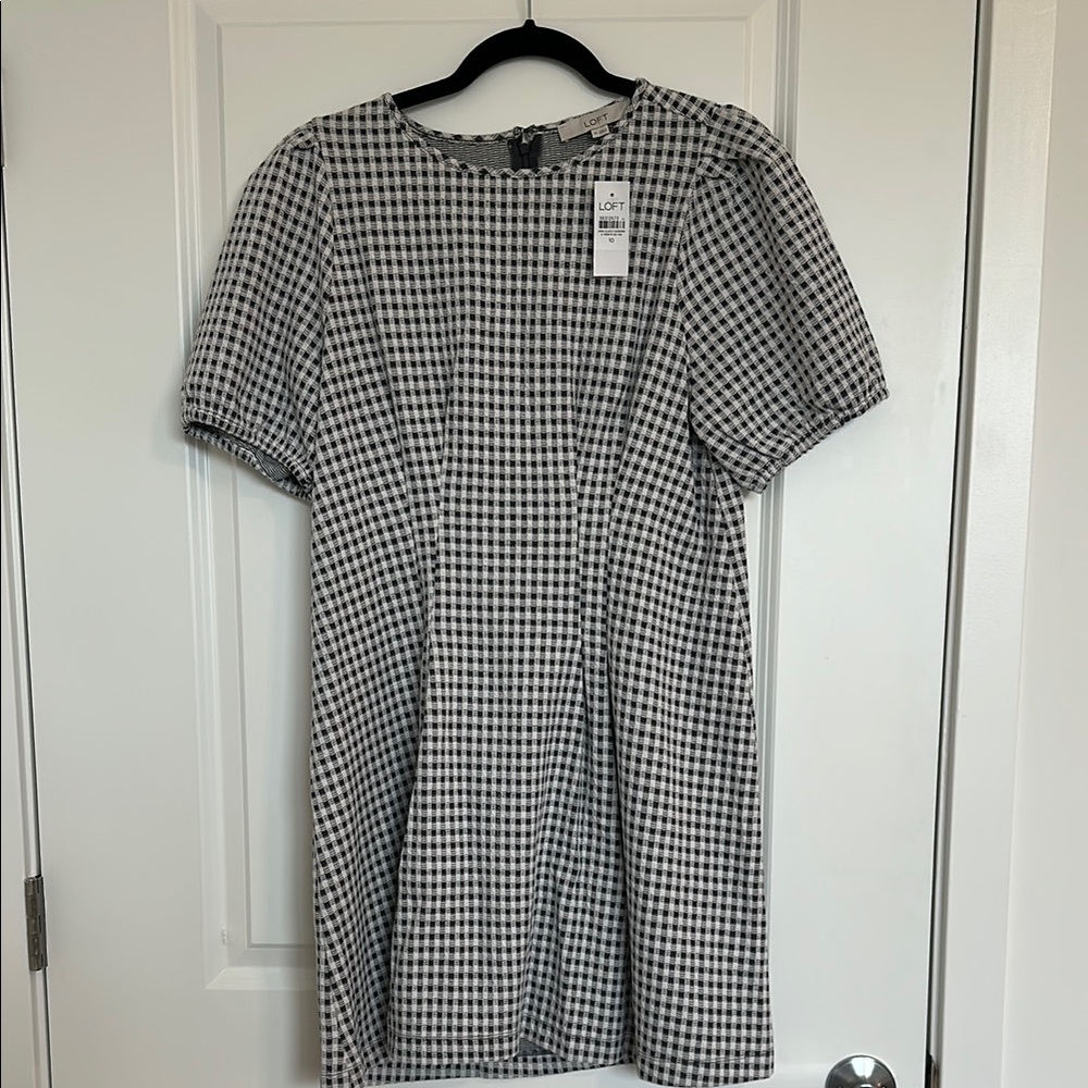 Loft Black and White Checkered Dress